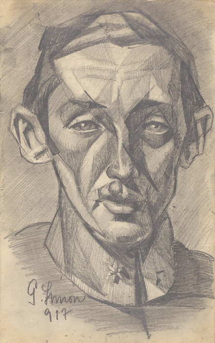 György János Simon (Trieste, Hungary, 1894 - 1968, Leeds, England), "Portrait of an Officer," 1917, graphite on paper, 13 × 8 1/4 in. Arkansas Museum of Fine Arts Foundation Collection: Gift of Jackye and Curtis Finch, Jr., in honor of Lisa and Sam Baxter. 2013.016.020.