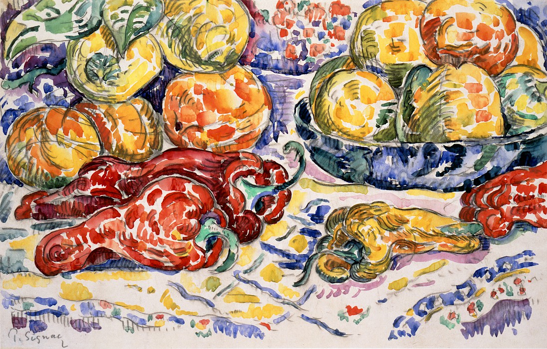 Paul Signac (Paris, France, 1863 - 1935, Paris, France), "Nature morte (Still Life)," circa 1926, watercolor and graphite on paper, 10 1/4 x 16 1/16 in., Arkansas Museum of Fine Arts Foundation Collection: Gift of James T. Dyke. 1999.065.062.