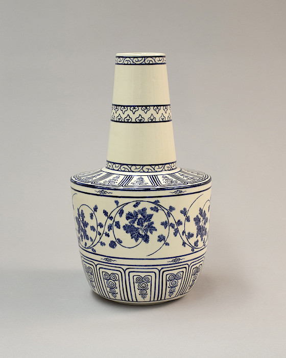 Christian Dinh (St. Petersburg, Florida, 1992 - ), "Cilantro Vase," 2023, porcelain, 15 1/2 x 9 1/2 x 9 1/2 in., Courtesy of William Lowe Waller, III. Photography by Selina McKane.